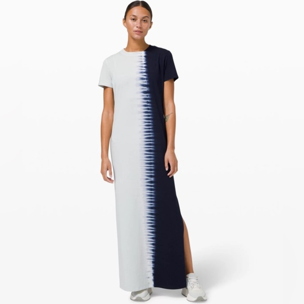 lululemon athletica Two-Tone Navy and White Tie-Dye Maxi Dress
